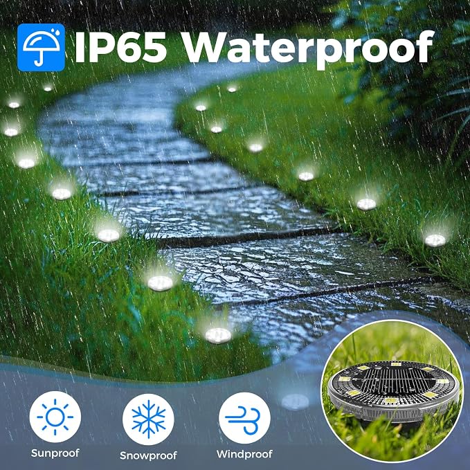 Mini Solar Ground Lights, 8 Pack Flat Solar Disc Lights Outdoor Waterproof, 2.3 Inch Small Solar Garden Lights Landscape Lighting for Outside Pathway Garden Yard Lawn Walkway,Cool White