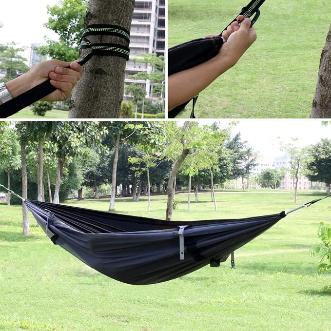 3 in 1 Hammock with Mosquito Net and Rain Fly Outdoor Hammocks Tents for Camping (Green, L)