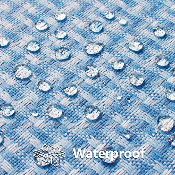 Kevin Textile Outdoor Waterproof 16"x16" Pillow Covers 2 Pack, Light Blue | Water Resistant Weaving Faux Linen Texture Throw Pillow Covers, Outside Decorative Pillowcases for Garden Patio Balcony Couch