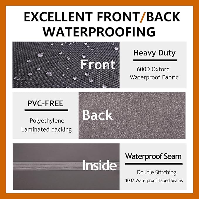 Heavy Duty Outdoor Sectional Sofa Cover, 100"x100" Waterproof 600D Patio Sectional Couch Protector, Lawn Patio Furniture Covers (Storm Gray,V-Shaped-100 x100)