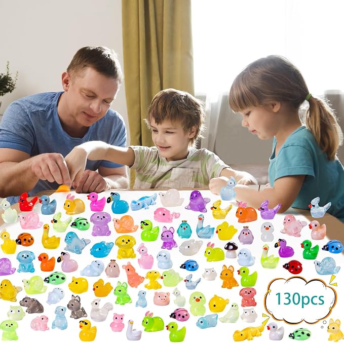 130 pcs Mini Resin Animals Variety Tiny Animals Figures Miniature Little Small Animal Figurines Bulk for Micro Fairy Garden Landscape Accessories Hide Crafts Decor Aquarium