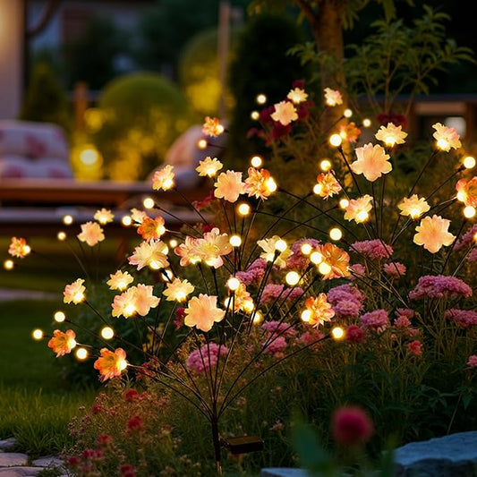 PEVOROS Solar Garden Lights, Warm White LED Swaying Solar Flowers Light for Outside, Waterproof Garden Decor, Outdoor Decorative Lights Yard, Patio, Pathway Decoration Gardening Gifts (8 Pack)