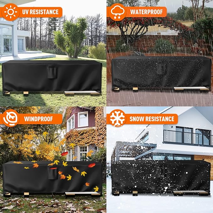 Ruimoy Patio Furniture Covers, Outdoor Furniture Cover Waterproof, General Purpose, Outside Table and Chair Covers, Heavy Duty 600D (98 Inch L x 78 Inch W x 32 Inch H)