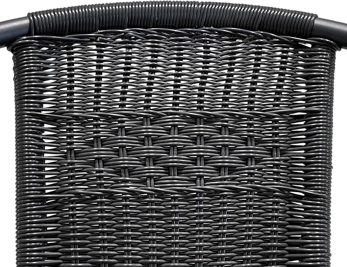 4 Piece Patio Chairs Set, Stackable Outdoor Rattan Chairs, Weatherproof Wicker Patio Seating for Balcony, Porch, Lawn, Small Patio Furniture Set for Backyard, Garden, Poolside, Black