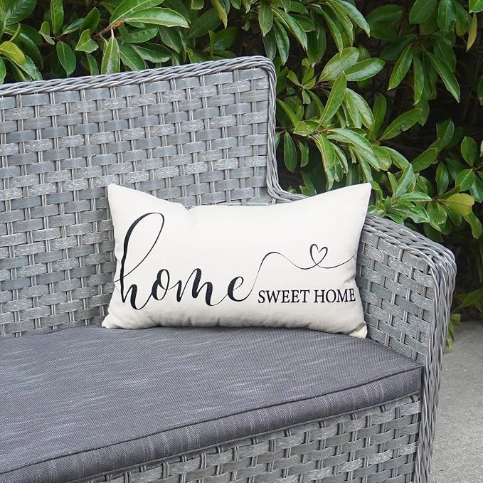 ONWAY Home Sweet Farmhouse Waterproof Throw Pillow Cover 12 x 20 Inch Indoor Outdoor Decorative Cushion Case for Home Sofa Couch Porch Decorations
