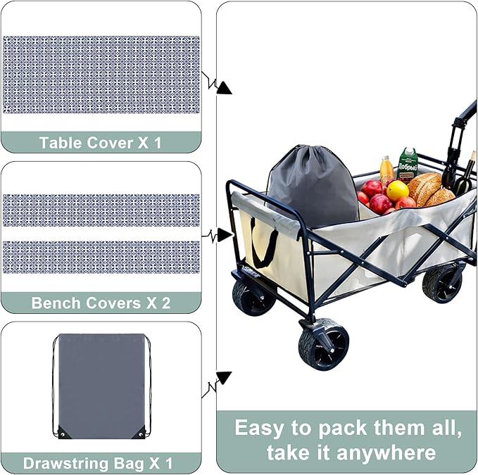 misaya Picnic Table Cover with Bench Cover, Waterproof Elastic Fitted Tablecloth for 6 Foot Tables, Rectangle Washable Polyester Tablecloths for Picnic, Camping, Outdoor (Navy, 30" x 72")