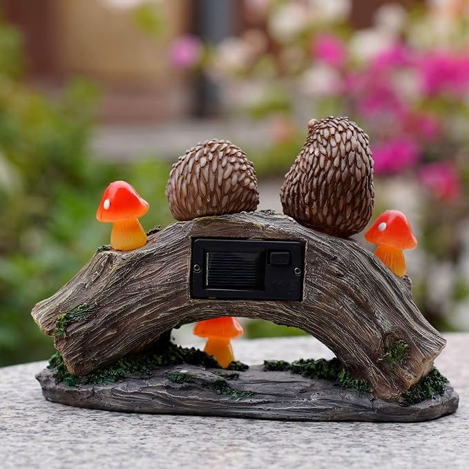 Fairy Garden Statues,Fairy Garden House with Solar Powerd Night Light,Yard Decorations Outdoor Fairy Garden Accessories Decor for Outside (Hedgehog) | Solar Powered Night Light, Yard Decorations, Outdoor Fairy Garden Accessories, Garden Statues