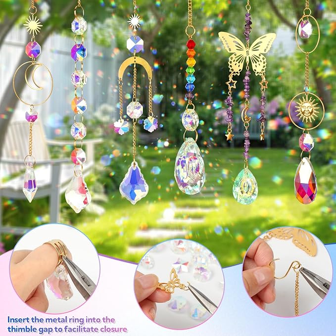 800 PCS DIY Suncatcher Kit Crystal Suncatchers for Windows Hanging Sun Catcher Kits for Adults Suncatcher with Crystals Rainbow Maker for Indoor Window Garden Christmas Decor Wedding Home