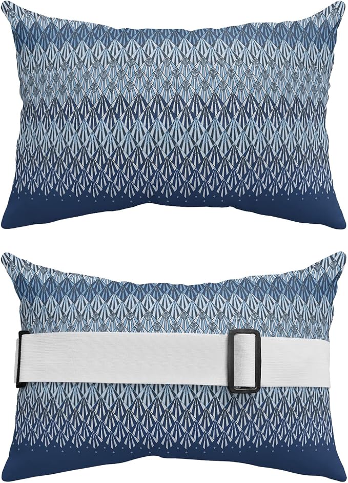 Outdoor Pillows Covers with Inserts Abstract Art Waterproof Recliner Pillow with Adjustable Strap Throw Pillows for Patio Furniture Pool Lounge Chair, 12x20 inch, 2PCS