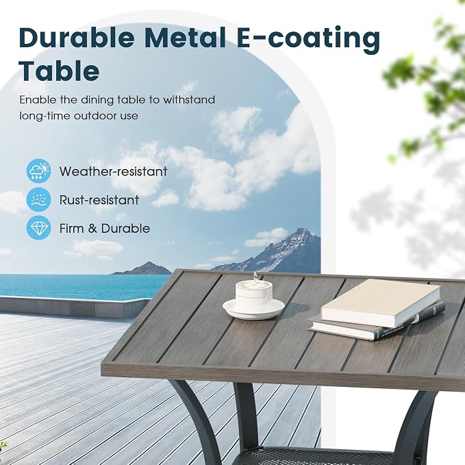 3 Pieces Patio Furniture Dining Set, 2 Textilene Swivel Dining Chairs, 28" Outdoor Square Metal Table with Storage Shelf, Outdoor Dining Set for Porch, Lawn, Garden, Grey/Grey