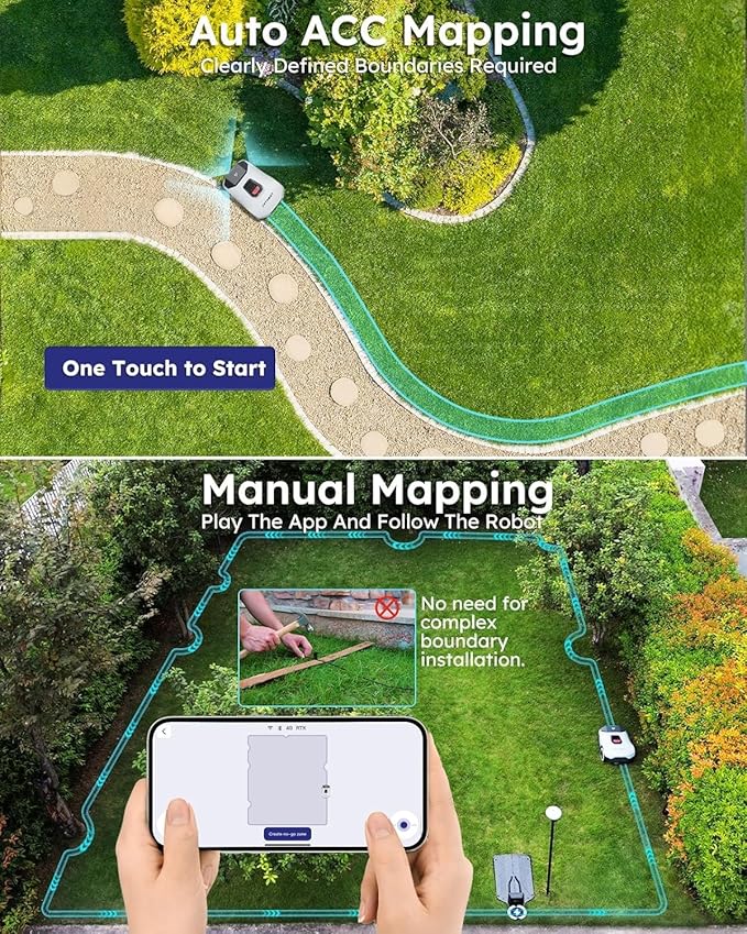ANTHBOT Robot Lawn Mower Full Band RTK+4-Eye Vision with 4G Robotic Lawnmower, Automatic Mapping, 20 Multi-Zone Management, Accurate Obstacle Avoidance, Intelligent Path Planning, 0.22 Acre