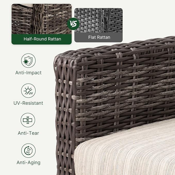 Wicker Patio Conversation Set, Outdoor Patio Chair Set with Deep Seating, Wide Armrests & Thick Cushions, All-Weather Outdoor Furniture Set for Patio, Porch, Deck & Backyard