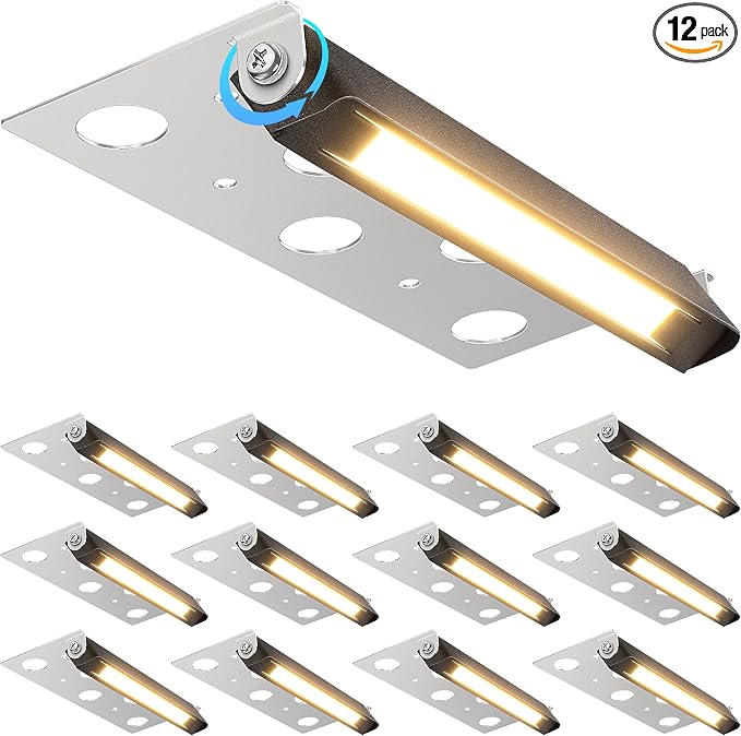 SUNVIE 7 Inch Retaining Wall Lights 5W LED Hardscape Lighting 12V-24V Low Voltage Step Lights 3000K Warm White Waterproof Outdoor Landscape Lighting for Patio Walls Stairs, 12-Pack with Connectors