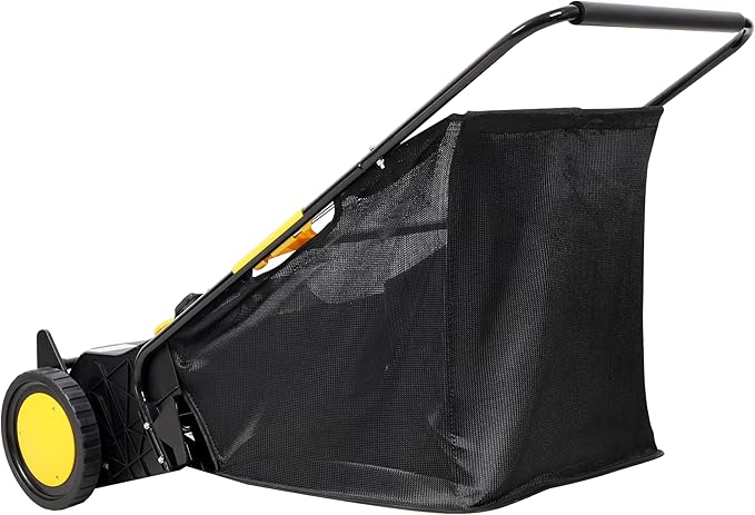 Push Lawn Sweeper, 21 in Leaf & Grass Collector with 3.5 cu. ft. Hopper Bag, Heavy Duty Yard Sweeper, Adjustable Spinning Brushes Height for Leaves Grass Cleanup
