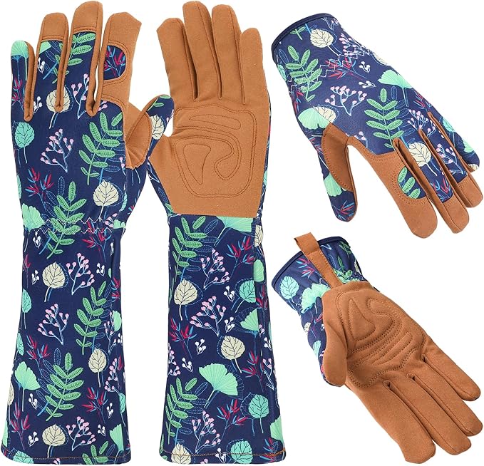 2 Pairs Long And Short Gardening Gloves Thorn Proof for Women | Leather Gardening Gloves Women Working Glove for Rose Pruning Yard Work