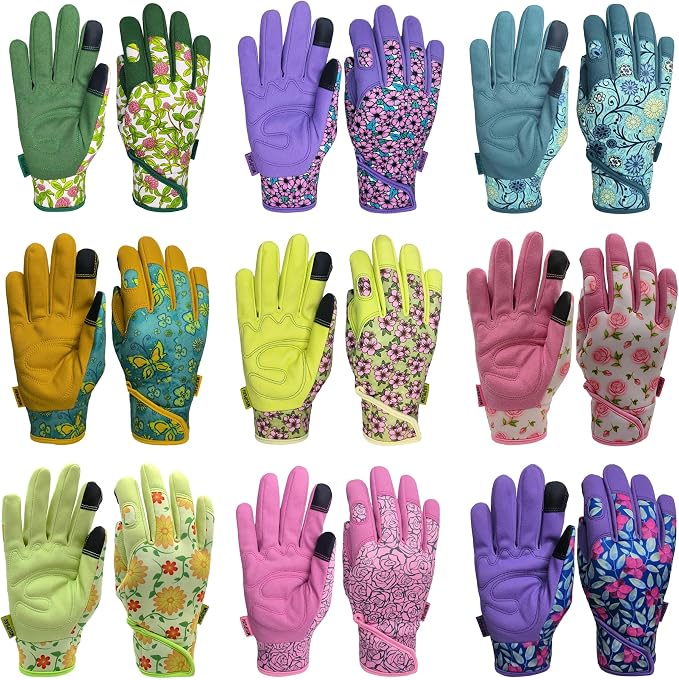 Cute Pattern Gardening Gloves,Thornproof Garden Glove,Gardener Gift | Gardening Gifts for Women,Touchscreen,Tender Thornproof,Cute Pattern,Protection Palm,Machine Washable,Adjustable Cuff