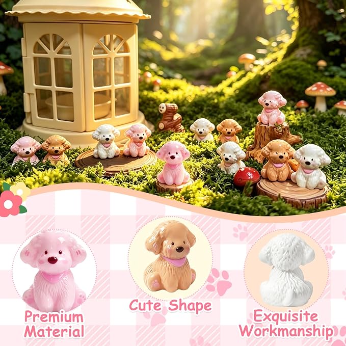 60 Pcs Mini Resin Dog Figurines Animal Statues Miniature Figures for Crafts Fairy Garden Accessories Micro Landscape Decoration