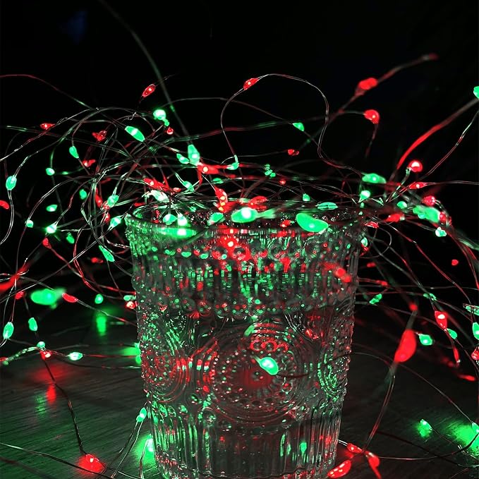 66FT 200 LED Fairy Lights Plug in, 8 Modes Christmas Lights Red and Green | Waterproof String Lights Outdoor Indoor, Memory, Timer, Copper Wire, Christmas Lights for Bedroom Garden Party Holiday Decor