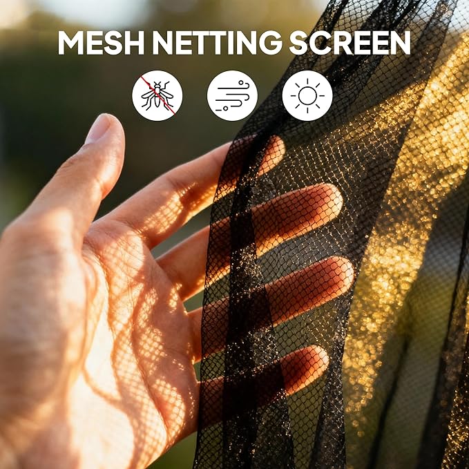 Outsunny 10' x 12' Universal Replacement Mesh Sidewall Netting for Patio Gazebos and Canopy Tents with Zippers, (Sidewall Only) Beige, Black