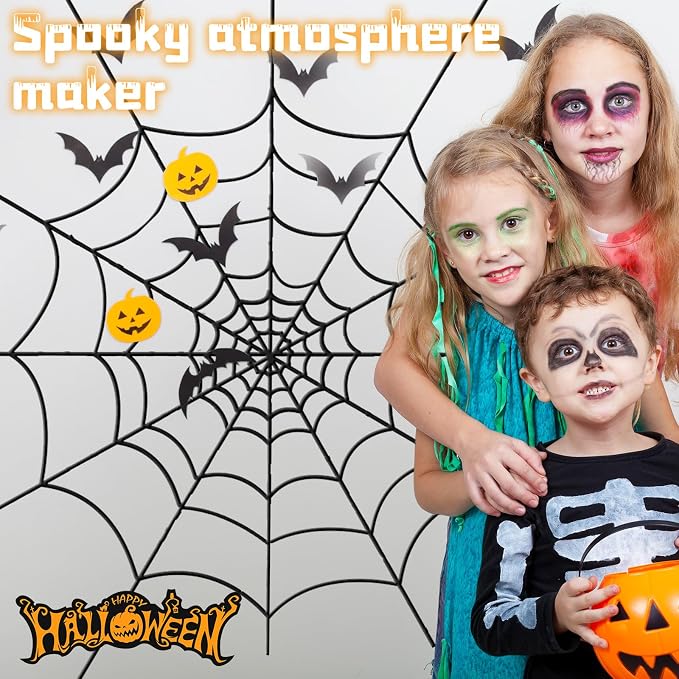 YUNAI Spider Webs Halloween Decorations Outdoor, 10.5ft Black Fake Spider Web, Scary Haunted House Outdoor Wall Decor for Halloween Party Hanging Decorations