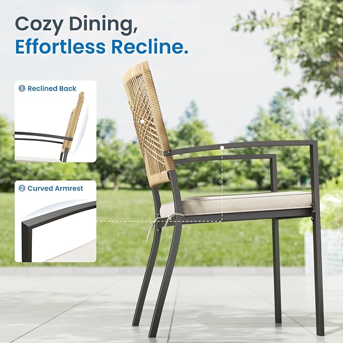 PHI VILLA 9pc Patio Dining Set, 57" Square Table, Wicker Chairs | Outdoor Dining Set for 8, Square Patio Dining Table Set with Patio Wicker Chairs for Garden, Porch, Backyard, Deck