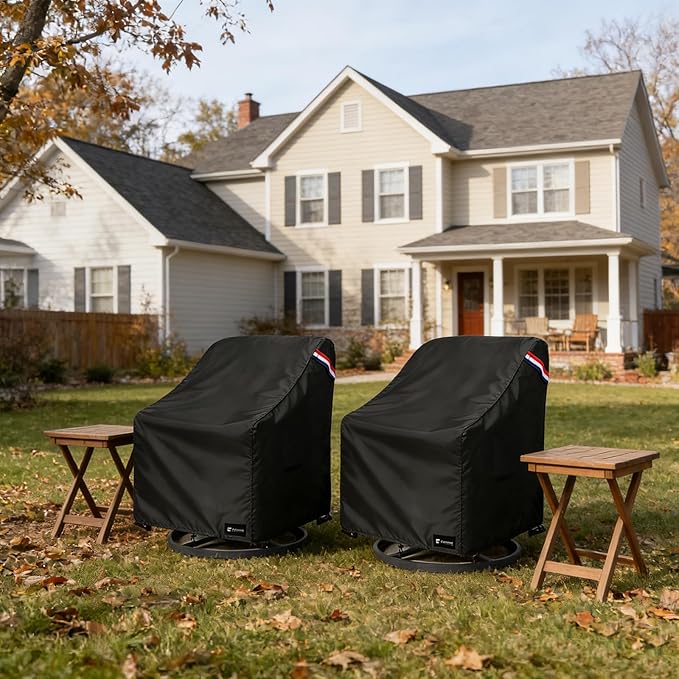 Outdoor Swivel Rocker Chair Cover 2 Pack,Waterproof Rocking Chair Covers, All-Weather Protection Outdoor Lawn Patio Furniture Covers for Patio Chair 35" W x 38" D x 32" H, Black