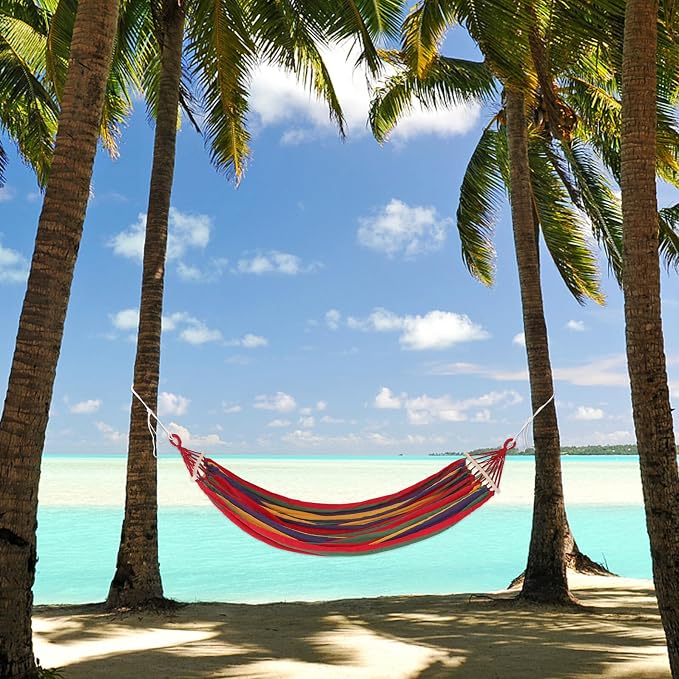 Balacoo Extra Large Outdoor Camping Hammock with Load Capacity Anti-tip Canvas Hammock for Travel Beach Garden and Backyard Relaxation