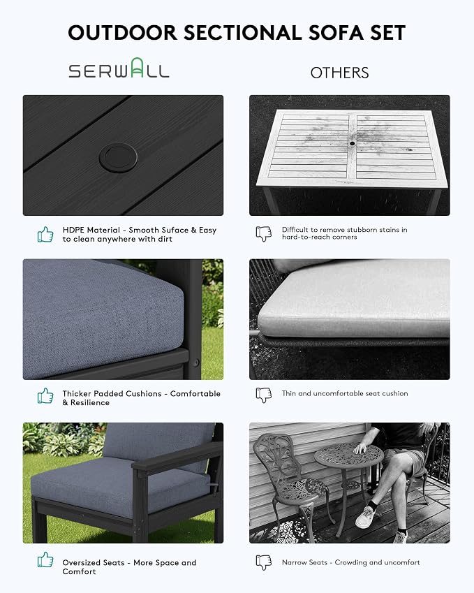 SERWALL HDPE Outdoor Couch with Coffee Table