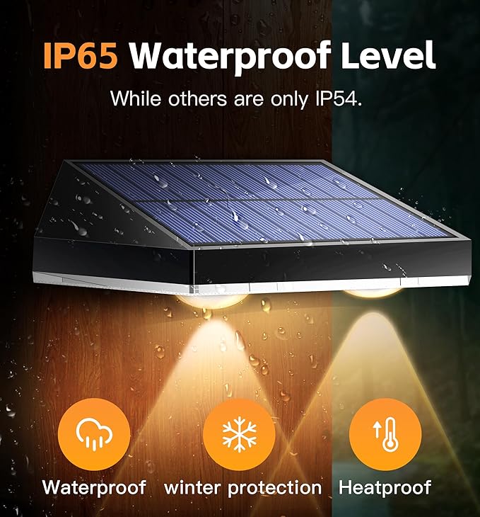 Solar Fence Lights Outdoor, Waterproof LED, 3Lighting Modes (Warm/Neutral/White), SolarPowered Wall Lights with 500mAhBattery,Solar Fence Lights lP65 Weatherprooffor Garden, Yard, Balcony(12Pack)