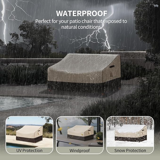 KylinLucky Heavy Duty Patio Sofa Cover 79W x 37D x 35H inches, Waterproof 3-Seater Outdoor Couch Cover for Loveseat & Bench with Air Vents, All-Weather Black Furniture Protector