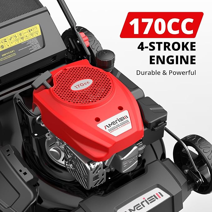 AMERISUN 21" Gas Lawn Mower, Self-propelled Lawn Mower 3-in-1, 170cc OHV Engine with Forced Air Cooling, 6 Cutting Heights, 1.4-Bushel Grass Catcher