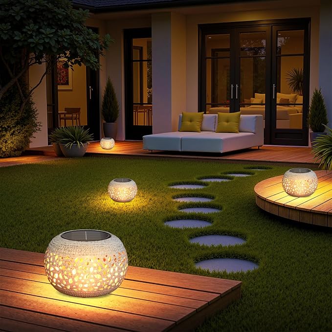 Solar Lanterns Outdoor Waterproof Table Lights: Upgraded Solar Flame Lantern, 2 Lighting Modes White Lantern Flickering Light for Garden Yard Balcony Indoor Tabletop Decor, Gifts for Women