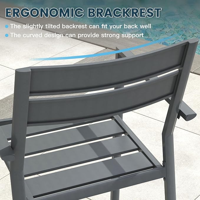 VICLLAX Patio 11 Pieces Outdoor Dining Set, Wrought Iron Metal Outdoor Table and Chairs Set, 60" Round Table with Umbrella Hole and 8 Stackable Chairs for Lawn, Garden, Porch, Dark Grey/Grey
