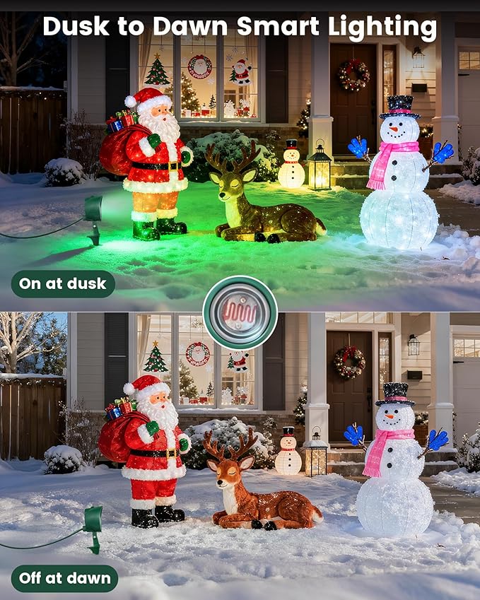 SURAIELEC Dusk to Dawn Christmas Spotlight Outdoor, Red & Green Decorative LED Landscape Spotlights with Timer, 6000K Daylight Waterproof Flood Lights for Yard, Tree, Flag, Holiday Decor, ETL Listed