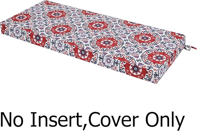 FUNHOME Outdoor Bench Cushion Cover 45 x18 x 3 inch,Water Resistant Cover with Zipper&Ties,Fade-Resistant Slipcover,Patio Porch Swing Cushion Cover Replacement Only,No Insert(Red Medal)