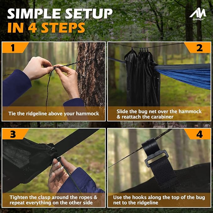 AYAMAYA Single Hammock Underquilt Green + Hammock Bug Net with Hanging Bag