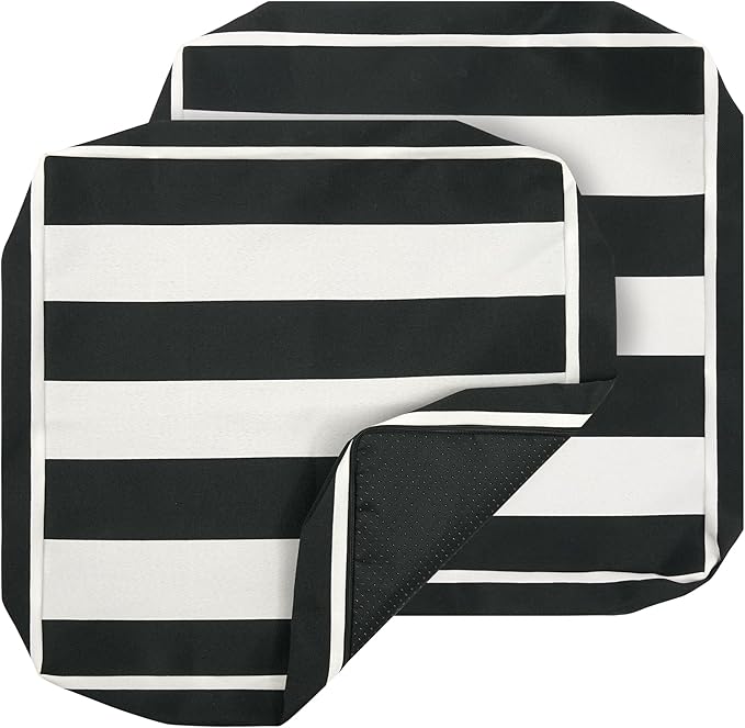 FUNHOME Outdoor Cushion Covers 24 x24 x4 inch,Set of 2,Non-Slip Grips Bottom,Chair Cushion Covers for Garden Patio Furniture Seat,Waterproof&Fade-Resistant Slipcover Only,No Insert(Black White)