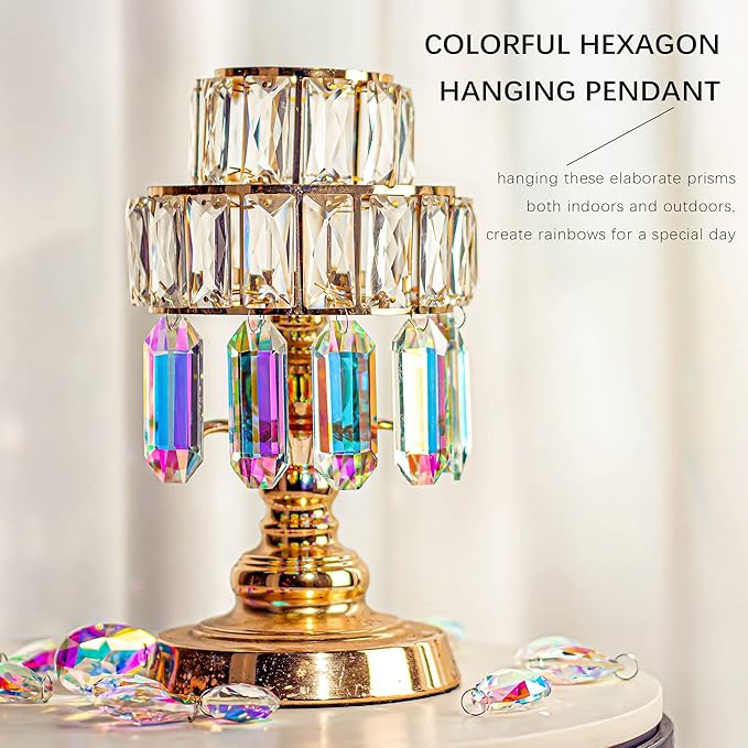6 Pack 3'' Crystal Sun Catchers, Rainbow Maker Hanging Crytals for Windows | AB Color,Prisms Suncatchers for Garden Home Decor,Glass Ornaments For Christmas Tree,with Hooks & Cord,Light Catcher