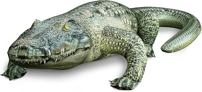 Jet Creations Inflatable Alligator, 49" Realistic Gator Float for Pool, Vinyl Inflatable for Garden Pool Halloween Decoration, Safari Theme Birthday Decoration, Bird Deterrent | Curved tail creates an impressive 76" body length from nose to tail with r...