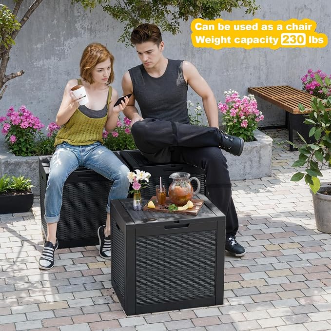 Waterproof Outdoor Storage Box, 31 Gallon Lockable Deck Box, UV-Resistant Outside Storage Bin With Hydraulic Lid For Patio Furniture, Cushion Organizer, Garden Tools, Pool Accessories, Black