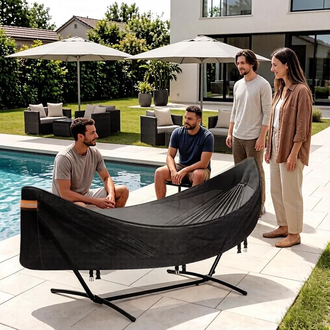 Hammock Protector – Waterproof Shield, Patio Swing Guard, Oxford Cloth | Windproof Weather Cover, Outdoor Furniture Cover for Garden Hammock with Fasteners