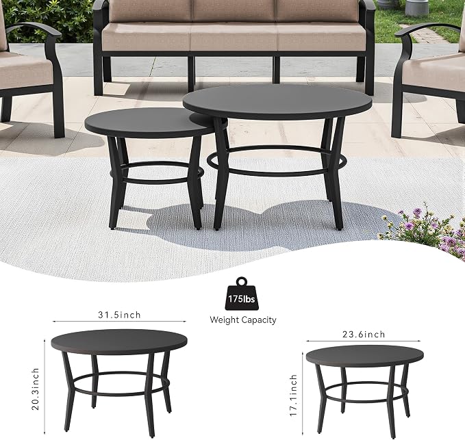 Kullavik Aluminum Patio Furniture Set,7 Piece Modern Metal Outdoor Patio Furniture w/5.1'' Thick Cushion,Swivel Chairs and Round Coffee Table,Patio Conversation Sets for Porch,Deck,Sand