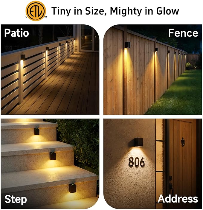 Gardenreet Low Voltage Outdoor Deck Lights - 12V Solid Brass LED Wall Light, Landscape Waterproof Hardwired Lighting for Garden Fence Handrail Warm White 2700K 3W 216LM 12 Pack