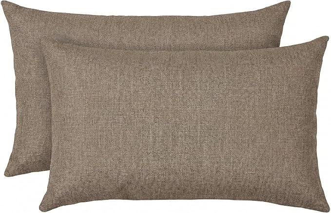 RSH DECOR: Sunbrella Jumbo Lumbar Pillows Set of 2 | 26" x 16" | Water & Fade-Resistant Performance Fabric | Outdoor Pillow Covers with Down-Alternative Inserts | Made in USA (Spectrum Mushroom Brown)