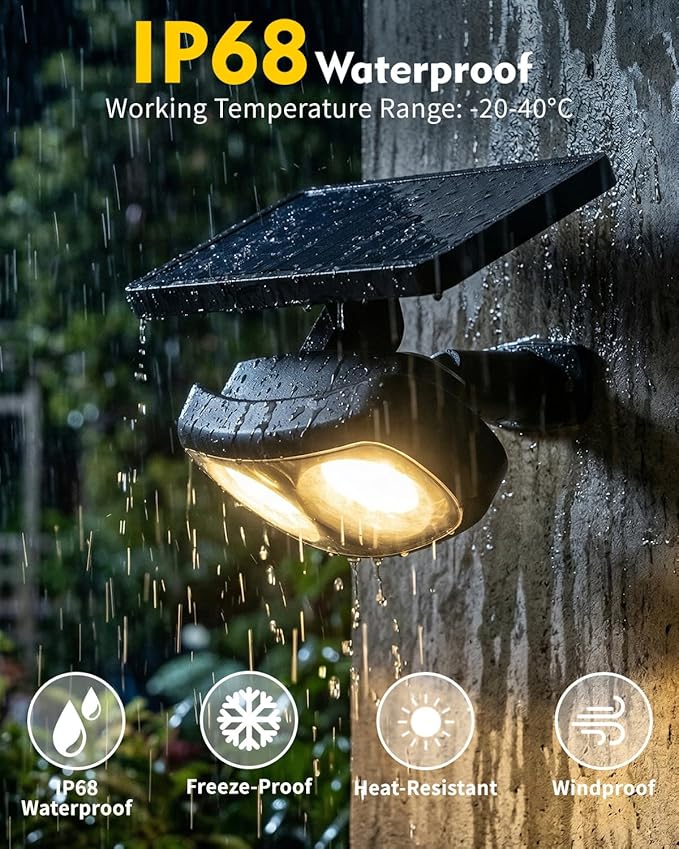 Solar Spot Lights Outdoor Waterproof IP68, RGB Colors Changing Solar Lights with 4 Lighting Modes, Solar Powered Lights Outdoor for Garden Yard Outside Landscape (2Pack)