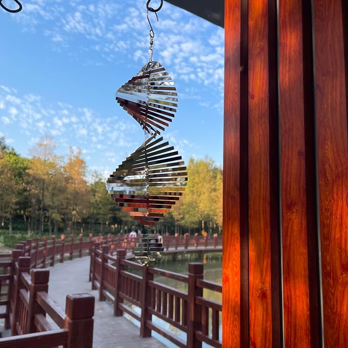 Hanging Wind Spinners Stainless Steel Metal Outdoor Garden Decor, Highly Reflective Bird Deterrent to Scare Birds Away from Yard Patio Farm 12inch,Birthday Gifts for Mom,Mother's Day,Aunt Gifts