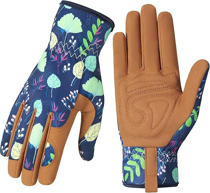 Trifabricy Gardening Gloves for Women, Breathable Leather Garden Gloves with Grip, Thorn-Proof Puncture-Resistant Work Gloves
