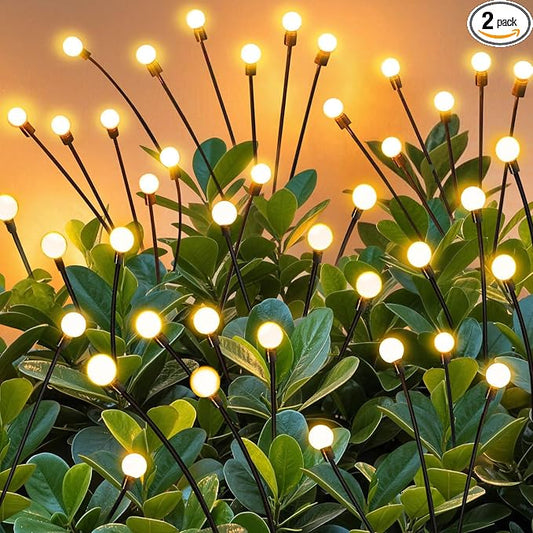 Solar Garden Lights Outdoor Waterproof, Swaying Firefly Light, Garden Decor | 2 Pack Solar Firefly Lights, Auto On/Off Decor for Yard, Patio, Pathway and Lawn, Gifts for Women, Christmas Decor