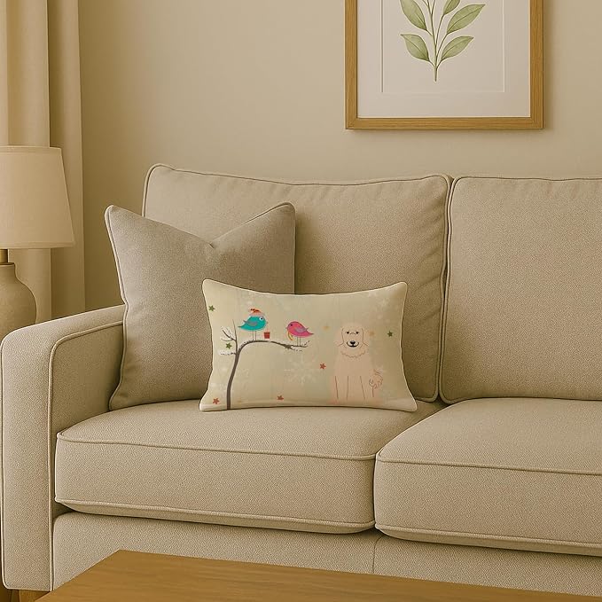 Caroline's Treasures BB2555PW1216 Between Friends Great Pyrenees Canvas Fabric Decorative Pillow 100% Machine Washable Pillow, Indoor or Outdoor Decorative Throw Pillow for Couch, B