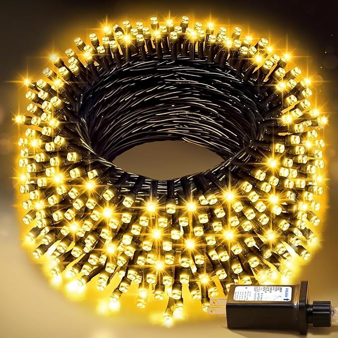 Nisocy 100FT LED String Lights Outdoor Waterproof – Warm White Fairy Lights with Plug, Connectable Christmas Tree Lights for Patio, Garden, Bedroom, Wedding, Party, Decor